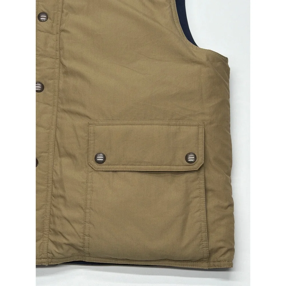 90s Polo Ralph Lauren Reversible Down Puffer Vest Navy Blue Tan Khaki Mens Large